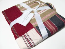 Pottery Barn Multi Color Stripe Patchwork Quilted Euro Pillow Cover Sham New