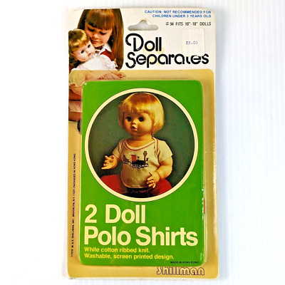 1978 2 Doll Polo Shirts Shillman # 94 New Old Stock 16'' - 18'' Vintage Train