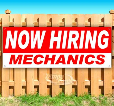#ad NOW HIRING MECHANICS Advertising Vinyl Banner Flag Sign Many Sizes USA $60.99