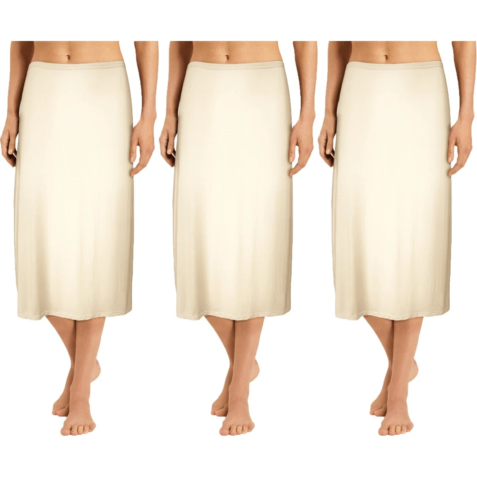 Damen Unterrock Unterkleid Lang Rock Halbrock Knielang Underskirt Skirt 3er Pack - Bild 2 von 4