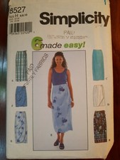 Simplicity 8527 Size H 6 Skirt Options Sewing Pattern