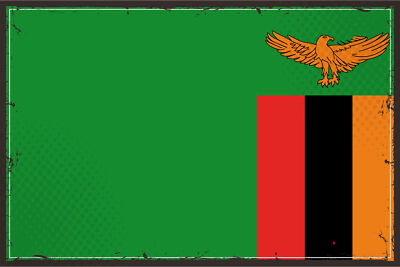 Holzschild 18x12 Sambias Retro Flag of Zambia Wand Deko Bar Kneipe Sammler Gesch