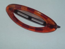VINTAGE FAUX TORTOISE SHELL BROWN PLASTIC HAIR BARRETTE UP DO ACCESSORY