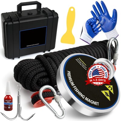 1500 Lbs Kit De Iman De Pesca, Kit De Pesca De Iman De Doble Cara Con Cuerda,...