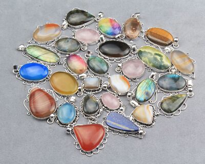 Pendant 100 Pcs Assorted Crystals Silver Overlay Handmade Jewelry AL-11-084