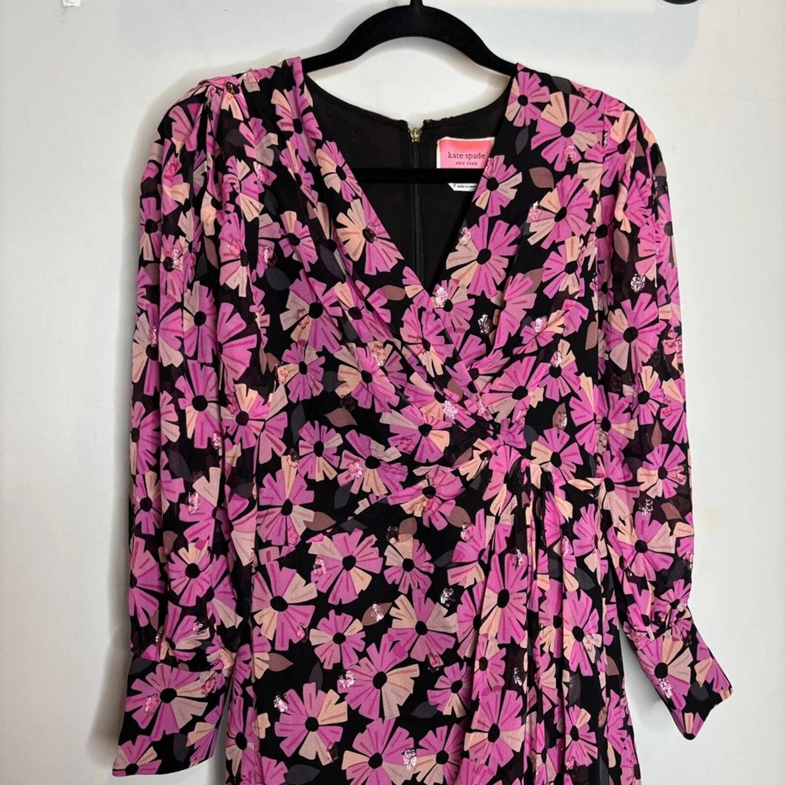 Abito Kate Spade Wallflower seta midi nuovo con etichette