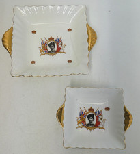 TWO VINTAGE QUEEN ELIZABETH II 1953 CORONATION BRITISH POTTERY DISHES