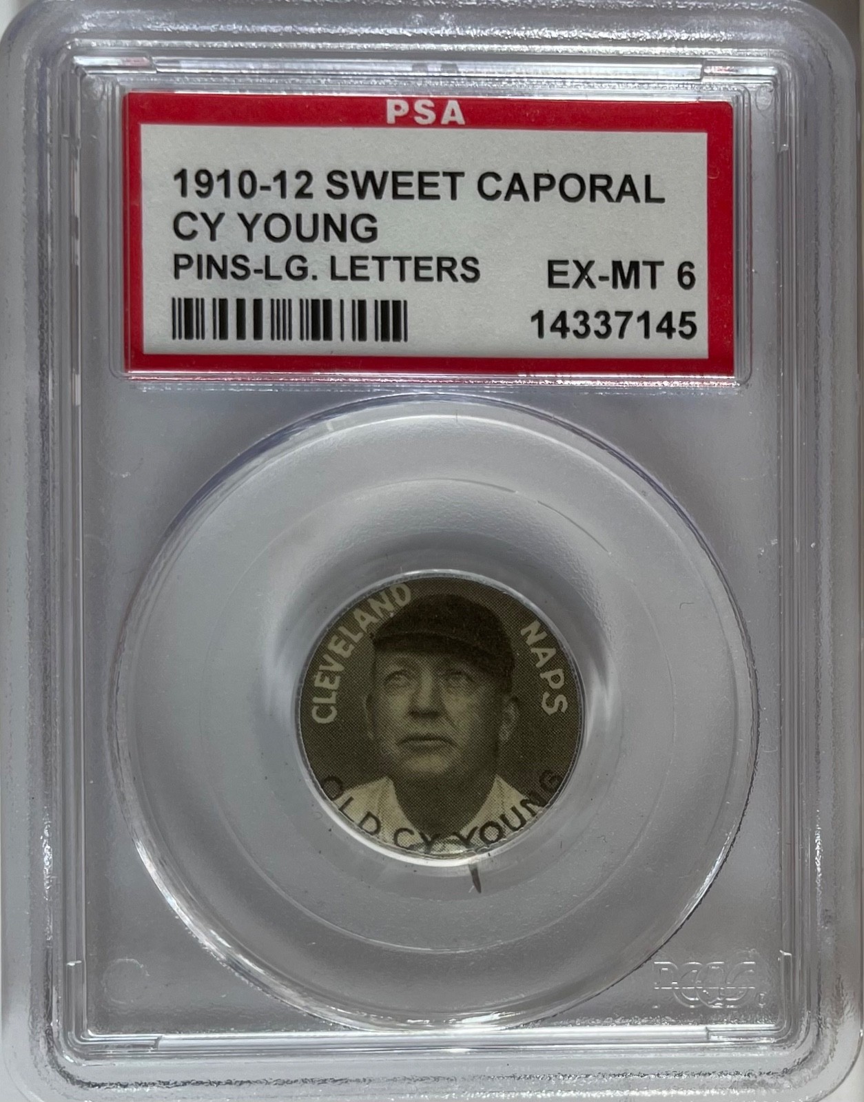 PSA 6 1910-12 Sweet Caporal Pin Old Cy Young LL HOF / Set Break