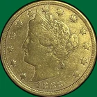 1883 Racketeer Nickel Gold Plated Liberty Head V Nickel Very Fine VF Coin #41334