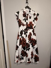 AUTH Alexander McQueen Tudor Rose Pleated Cotton Dress Size 6 US/42 EU