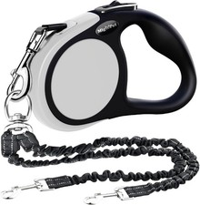 Double Retractable Dog Leash for Two Dogs Up to 50 lbs Per - 16 ft 16ft, GREY