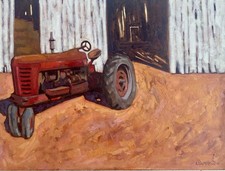 Original Painting Farm Tractor Midwest Signed 18x24 Vintage Style Art