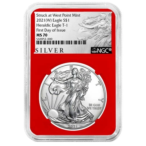 2021 (W) $1 1-oz T-1 American Silver Eagle NGC MS70 FDI ALS Label Red Core