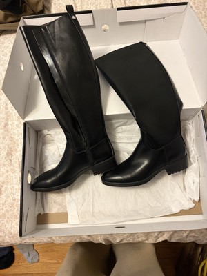 BRAND NEW Nine West BLONDY3 Black Leather Knee High Boots Zip up Women's 8.5 M