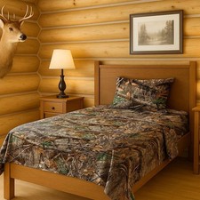 Realtree 3-Piece Twin Size Sheet Set, 1 Fitted Sheet, 1 Flat Sheet, 1