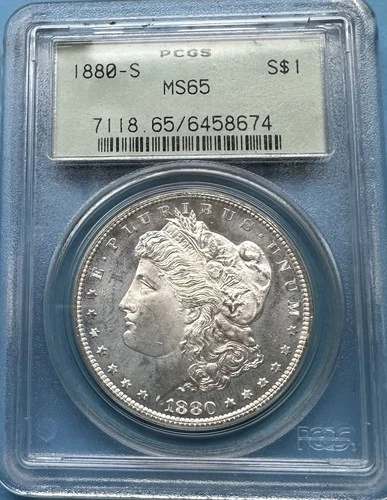 1880-S Morgan Silver Dollar PCGS MS65 OGH Old Green Holder Free Shipping!!!