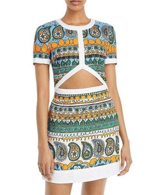NWT STAUD Multicolor Ibiza Paisley Mini Perla Dress Size 10 ($275) Standout Diva