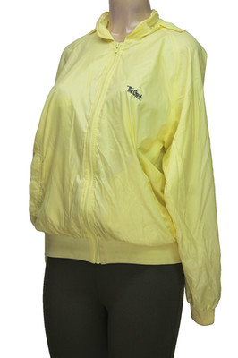 Vintage Duckster Women's Windbreaker Jacket Long Sleeve Hooded Yellow Size L