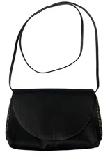 Vintage Charles Jourdan Black Satin Rhinestone Shoulder Bag Clutch 80s 90s Y2K
