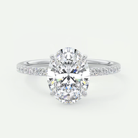 Diamant Ehering 18 Karat WeißGold Lab Grown Ovalschliff 2,2 Karat Igi-Zertifi...