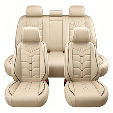 Beige Full Set Car 5 Seat Cover Cushion Faux Leather For Ford Fusion 2010-2020 Beige Full Set Car 5 Seat Cover Cushion Faux Leather For Ford Fusion 2010-2020