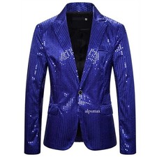 Men's 3D Sequined Suit Cosplay Party Stage Nightclub Shiny Cool Performance Set