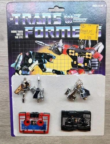 1984 G1 Transformers Pre Rub Cassette Rumble & Ravage Complete W/ Cardback