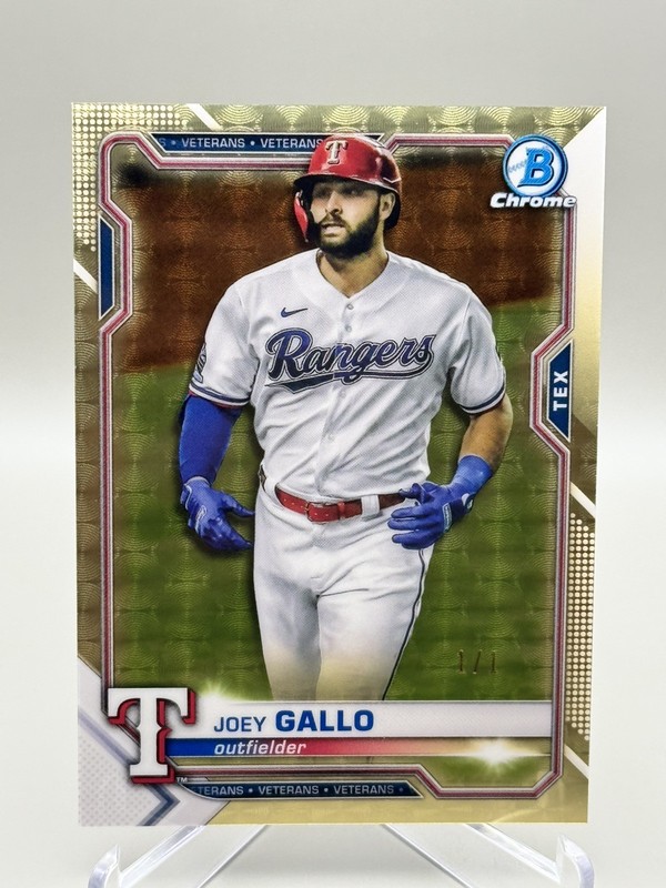 2021 Bowman Chrome Joey Gallo Superfractor 1/1 Texas Rangers #82