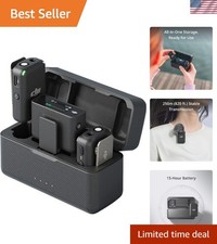 Mic 2 TX  1 RX  Charging Case, Wireless Lavalier Microphone, 250m 820 ft. R...