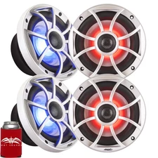 Wet Sounds Two Pairs Of RECON6-S-RGB LED 6.5" Speakers With Silver XS Grilles