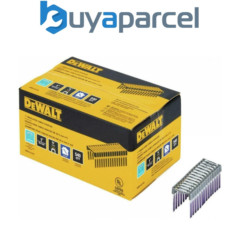 Dewalt Insulated Crown Staples 25mm x 19mm DCN701 Electricians Stapler x 540