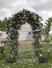 Metal Circle Arch Stand, Tool-Free Galvanized Backdrop Indoor Outdoor Events