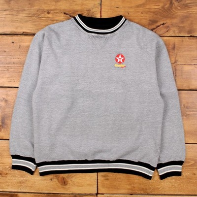 Vintage Pullover Pulli M 90er Havoline Racing bestickt Rundhals grau