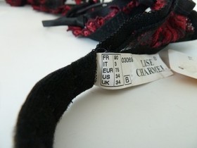 Lise Charmel "SP Seduction" 34B Demi-cup Bra Scarlet Red & Black Lace Vintage 2K