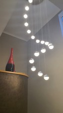 LED Crystal Chandelier Ceiling Light Pendant Adjustable Height, Cool White