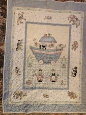 Hand Made Baby Quilt Noah's Ark Animals Lightweight 43inx32in