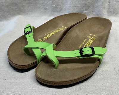 BIRKENSTOCK PIAZZA PATENT Green Birkies Toe Strap Thong Sandal 39 women 