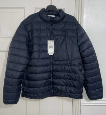 ZARA MAN NAVY BLUE LIGHT PADDED PUFFER JACKET WITH
