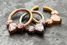 1pc Pear CZ Gem Hinged Segment Ring 16g Septum Clicker 316L Surgical Steel 