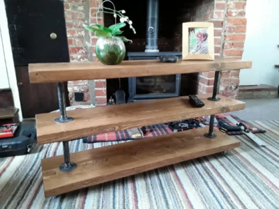 Floor Standing Shelving Unit | Solid Wood | Industrial Pipe Style - Image 1 of 2