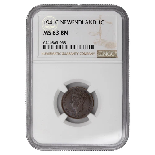 Newfoundland 1941-C Small Cent Coin - NGC MS-63 Brown