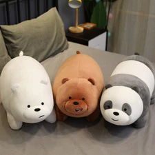 3Pcs We Bare Bear Plush Toy Grizzly Icebear Panda Stuffed Animal Bear Doll