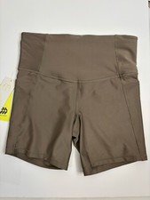 All In Motion Women Effortless Support High Rise Bike Shorts 6" Taupe Large NEW
