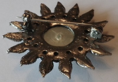 Broche Bijou Vintage Argentée Avec Cristaux Boréalis Et Perle Nacrée - Modèle 3156 | Parure Fantaisie Femme
