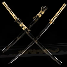 Dragon Engraved Japanese Katana Sword Full Tang Sharp Samurai 1095 Steel