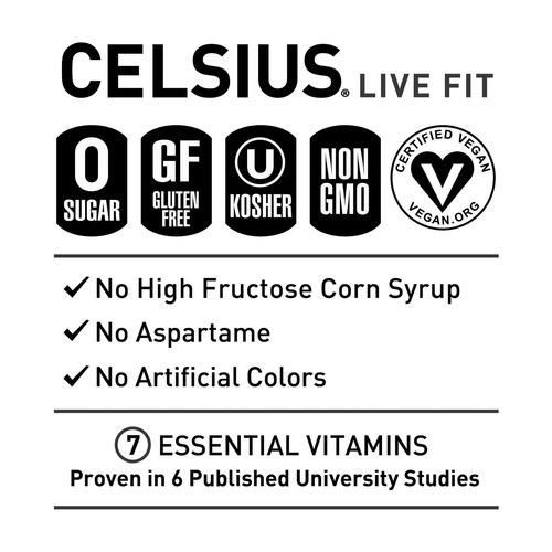 CELSIUS Sparkling Strawberry Guava, Functional Energy Drink 12 fl oz Pack of 12 - Picture 4 of 5