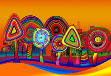 Image of Colourful Abstract Trees V001 Wall Art Mural Wallpaper fit with standard paste
