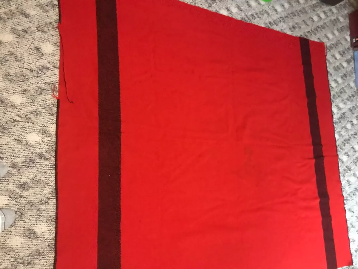 Vintage WARMBILT Lifetime Blanket Minnesota Wool Co Red Black Stripe 72x88