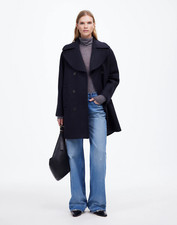 New MADEWELL Size XL Oversized-Collar Peacoat in Insuluxe Fabric Navy NT129
