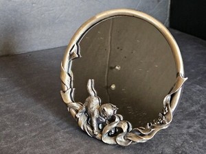 Pewter Cat Mirror Tabletop Easel Backed